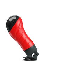 Masturbator manual CRAZY BULL Delia, simulare vaginală realistă, cu bază cu ventuză pentru fixare, roșu cu negru