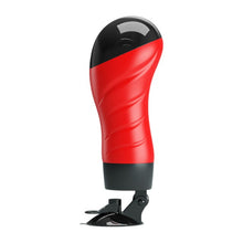 Masturbator manual CRAZY BULL Delia, simulare vaginală realistă, cu bază cu ventuză pentru fixare, roșu cu negru