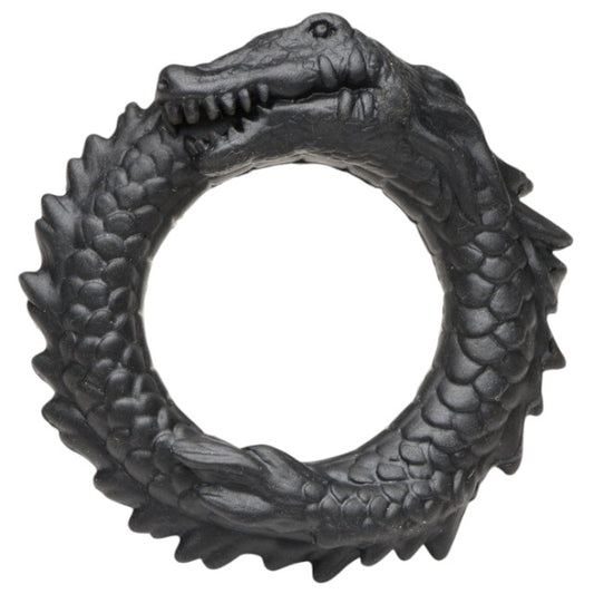 Inel pentru penis CREATURE COCKS Black Caiman, în formă de aligator, pentru jocuri de fantezie, din silicon, diametru 4 cm, negru