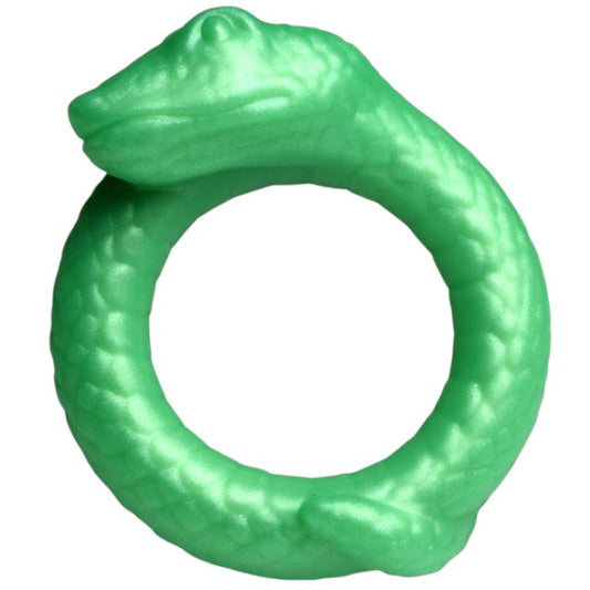Inel pentru penis CREATURE COCKS Serpentine, în formă de șarpe, pentru jocuri de fantezie, din silicon flexibil, diametru 4 cm, verde