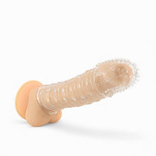 Manșon pentru penis CRUSHIOUS Dotted, pentru îngroșare și stimulare intensă, texturat, cu striații, transparent, 15.5 cm