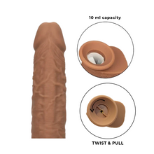 Vibrator CALEXOTICS Squirting Fuck Stick, realistic cu funcție de ejaculare, 10 funcții de vibrație, culoare maro, 22.7 cm