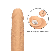 Vibrator CalExotics - Squirting Fuck Stick, realistic cu functie de ejaculare si 10 functii de vibratie, maro deschis, 22.7 cm