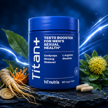 Capsule HI! NUTRIS Titan+ Testo Booster, pentru stimularea erecției, potență și libido, cu L-Arginină și Shatavari, 60 buc