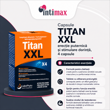 Capsule TITAN XXL, Labophyto, erecție puternică și stimulare dorintă, 4 capsule