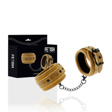 Cătușe FETISH SUBMISSIVE Ankle Cuffs, pentru jocuri erotice BDSM, din piele vegană, mărime reglabilă, culoare maro