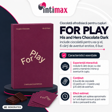 Ciocolată afrodisiacă cupluri FOR PLAY His and Hers Chocolate Dark, include ciocolată pentru ea și el, 6 cărți de aventuri erotice, 6 buc