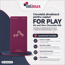 Ciocolată afrodisiacă cupluri FOR PLAY His and Hers Chocolate Milk, include ciocolată pentru ea și el, 6 cărți de aventuri erotice, 6 buc