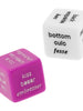 Joc erotic pentru cupluri COVERME Erotic Dice, include 2 zaruri cu provocări și părți ale corpului, culoare alb/mov