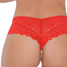 Chilot sexy DARING INTIMATES Ashley Pearl String, design open crotch cu perle și dantelă, culoare roșu, mărime S/M, model 76034-RED