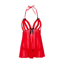 Lenjerie sexy 2 piese DARING INTIMATES Peak-A-Boo Ruffle, babydoll cu decupaje și chilot tanga, roșu, mărime S/M, model 75124