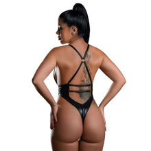 Lenjerie teddy DARING INTIMATES Wetlook Highwaist Bodysuit with Zipper, cu material lucios și fermoar auriu, negru, mărime S/M, model 75367