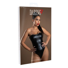 Lenjerie sexy teddy DARING INTIMATES Wetlook Bustier Body, din material lucios, negru, mărime S, model 75350