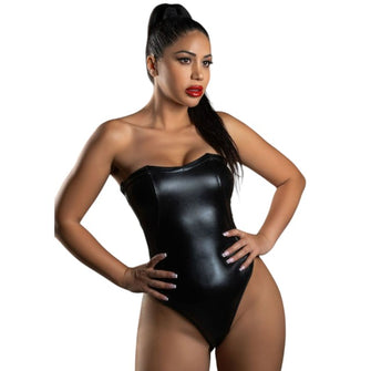 Lenjerie sexy teddy DARING INTIMATES Wetlook Bustier Body, din material lucios, negru, mărime S, model 75350