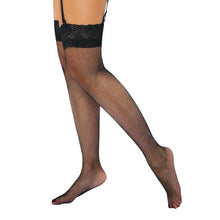 Dresuri din plasă DARING INTIMATES Net Stockings with Lace Top, design cu benzi de dantelă, mărime universală, culoare negru, model 75001