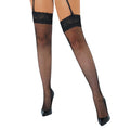 Dresuri din plasă DARING INTIMATES Net Stockings with Lace Top, design cu benzi de dantelă, mărime universală, culoare negru, model 75001