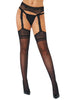 Dresuri DARING INTIMATES Satin Touch Garterbelt Stockings, design cu benzi și portjartier din dantelă, mărime universală, culoare negru, model 75033