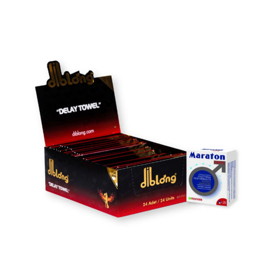 Pachet pentru bărbați: Capsule afrodisiace MARATON FORTE, 20 buc + Șervețele DIBLONG Delay Towel, 24 buc