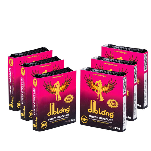 Set 6 ciocolate afrodisiace premium concentrat, DIBLONG ENERGY CHOCOLATE for LADY, poate ajuta la creșterea libidoului femeilor și la un orgasm mai  intens, 6 buc x 24g
