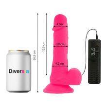 Vibrator DIVERSIA Flexible Vibrating Dildo, control prin telecomandă, design realist cu bază cu ventuză, 20.5 cm, roz