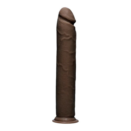 Dildo realist DOC JOHNSON THE D - Dual Density, bază cu ventuză pentru fixare, lungime 30 cm, culoarea maro