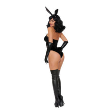 Lenjerie sexy 3 piese DREAMGIRL Bad Girl Bunny, cu urechi de iepuraș și body cu ham din piele artificială, culoarea negru, mărimea L