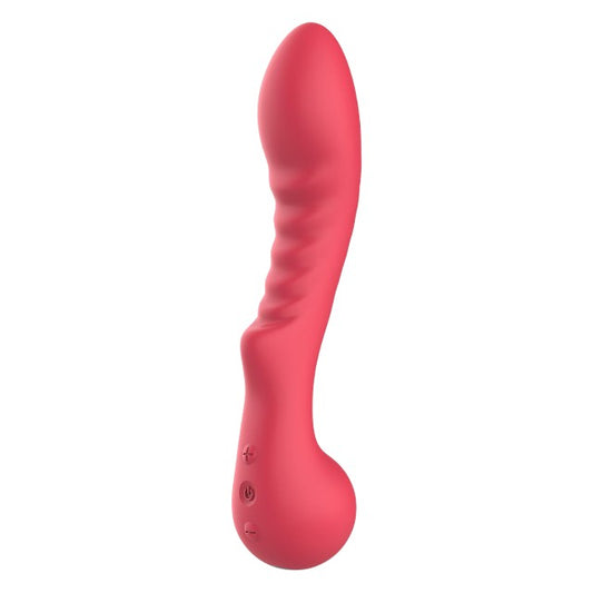 Vibrator DREAMTOYS Amour Aimée Flexible G-Spot, pentru stimularea punctului G, 10 funcții de vibrație, lungime 22 cm, roșu