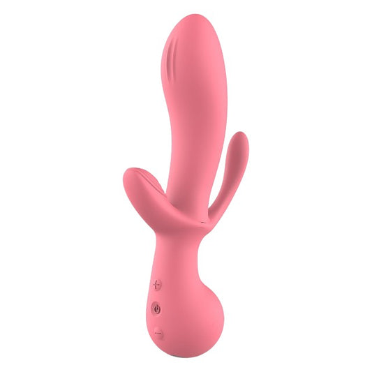 Vibrator DREAMTOYS Amour Claire Triple Pleasure, pentru stimulare clitoridiană, vaginală și anală, 10 funcții de vibrație, roz