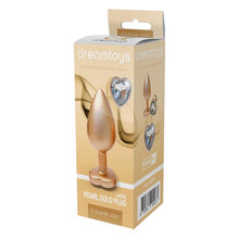 Plug anal DREAMTOYS Pearl Gold Plug, cu bază în formă de inimă, lungime 9.5 cm, diametru 4.3 cm, auriu, mărime L