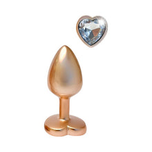 Plug anal DREAMTOYS Pearl Gold Plug, cu bază în formă de inimă, lungime 7.1 cm, diametru 2.7 cm, auriu, mărime S