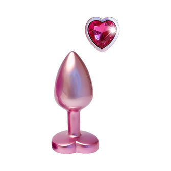 Plug anal DREAMTOYS Pearl Pink Plug, cu bază în formă de inimă, lungime 7.1 cm, diametru 2.7 cm, roz, mărime S