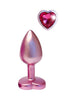 Plug anal DREAMTOYS Pearl Pink Plug, cu bază în formă de inimă, lungime 7.1 cm, diametru 2.7 cm, roz, mărime S