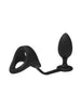 Inel dublu pentru penis cu plug anal DREAMTOYS RAMROD 2-In-1 Dual Pleasure, lungime 10 cm, din silicon, negru