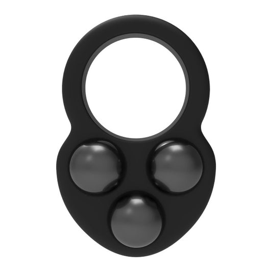 Inel pentru penis DREAMTOYS RAMROD Cockring Triple Weight, cu 3 bile de oțel detașabile, lungime 7.5 cm, din silicon, negru
