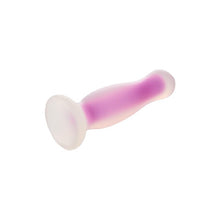 Plug anal DREAMTOYS Radiant Glow in the Dark, model cu strălucire în întuneric, lungime 12.5 cm, diametru 3.2 cm, mărime M, mov