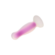 Plug anal DREAMTOYS Radiant Glow in the Dark, model cu strălucire în întuneric, lungime 12.5 cm, diametru 3.2 cm, mărime M, mov