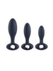 Set plug anal DREAMTOYS Startroopers Milky Way, 1 dop clasic + 2 dopuri cu funcție de vibrație, 12.5 cm - 16 cm, albastru