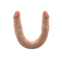 Dildo dublu DR. SKIN+ 14 Inch Posable Double Dong, pentru dublă penetrare, senzație realistă ultra-moale, 35.5 cm, culoarea pielii