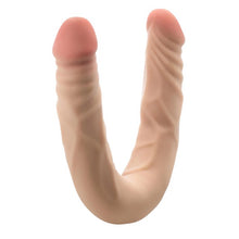 Dildo dublu DR. SKIN+ 14 Inch Posable Double Dong, pentru dublă penetrare, senzație realistă ultra-moale, 35.5 cm, culoarea pielii