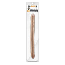 Dildo dublu DR. SKIN+ 16.5 Inch Posable Double Dong, pentru dublă penetrare, senzație realistă ultra-moale, 42 cm, culoarea pielii