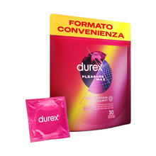 Prezervative DUREX Pleasure Max, cu puncte și striații pentru senzație intensă, din latex, diametru 56 mm, 30 buc