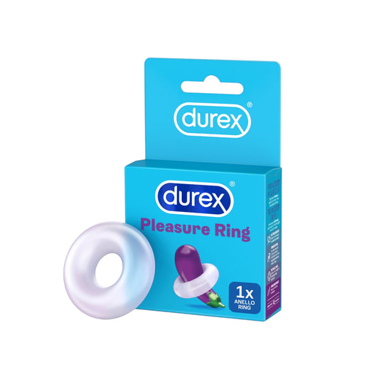 Inel pentru penis DUREX Pleasure Ring, din TPE, pentru erecții de durată și îmbunătățirea performanțelor sexuale, alb