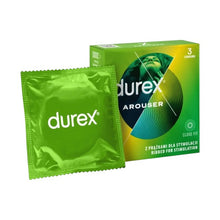 Prezervative cu striații DUREX Arouser, din latex, texturate pentru stimulare intensificată, diametru 53 mm, 3 bucăți