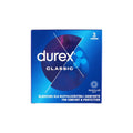 Prezervative DUREX Classic Regular Fit, din latex, lubrifiate și rezistente, diametru 56 mm, 1 cutie x 3 buc