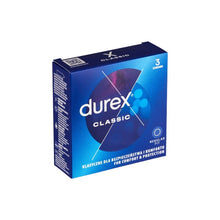 Prezervative DUREX Classic Regular Fit, din latex, lubrifiate și rezistente, diametru 56 mm, 1 cutie x 3 buc