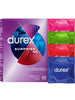 Set prezervative DUREX Surprise Me, diverse sortimente, extra subțiri, groase, cu nervuri și puncte, din latex, diametru 53/56, 40 buc