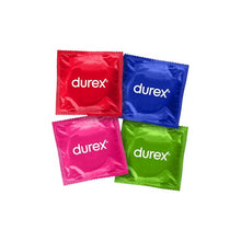 Set prezervative DUREX Surprise Me, diverse sortimente, extra subțiri, groase, cu nervuri și puncte, din latex, diametru 53/56, 40 buc