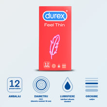 Prezervative ultra subtiri Durex Thin Feel, 56 mm, 1 cutie x 12 buc