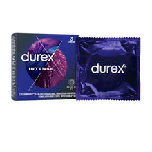Prezervative cu striații DUREX Intense, cu efect de stimulare clitoridiană și intensificare orgasm feminin, 56 mm, 1 cutie x 3 buc