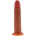 Dildo TOYJOY Get Real Foreskin Dong, design realist, bază cu ventuză, compatibil cu hamuri strap-on, 22 cm, culoare caramel